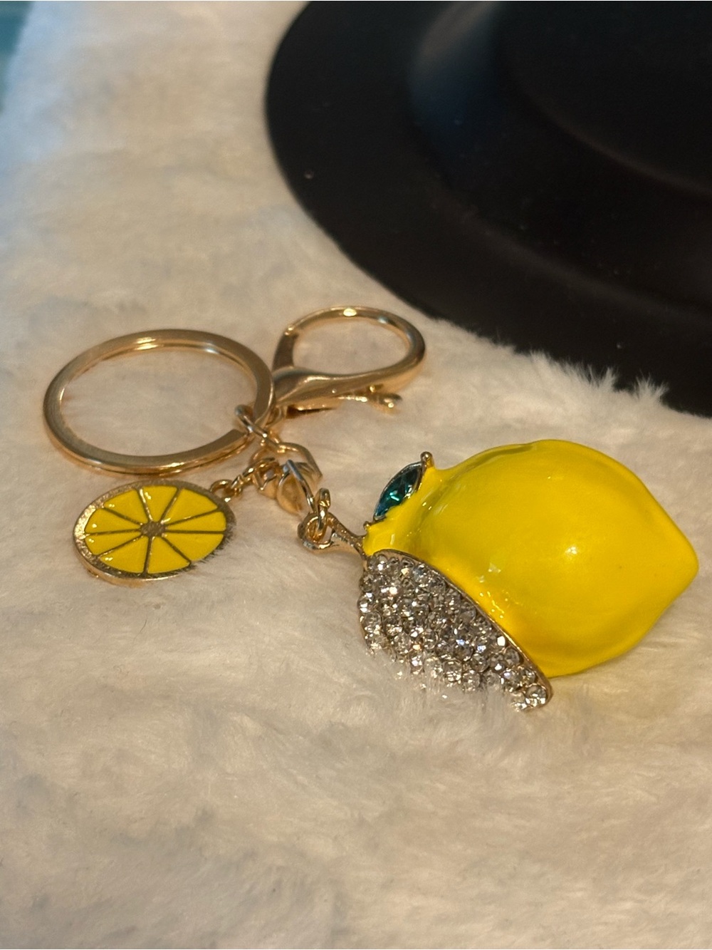 Yellow Lemon Crystal Keychain Charm - Unbranded - Picture 4 of 4